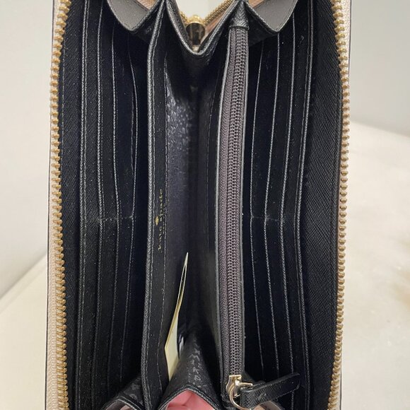 Kate Spade Laurel Way Neda Beige and Black Leather Zip Around Wallet - Picture 7 of 14